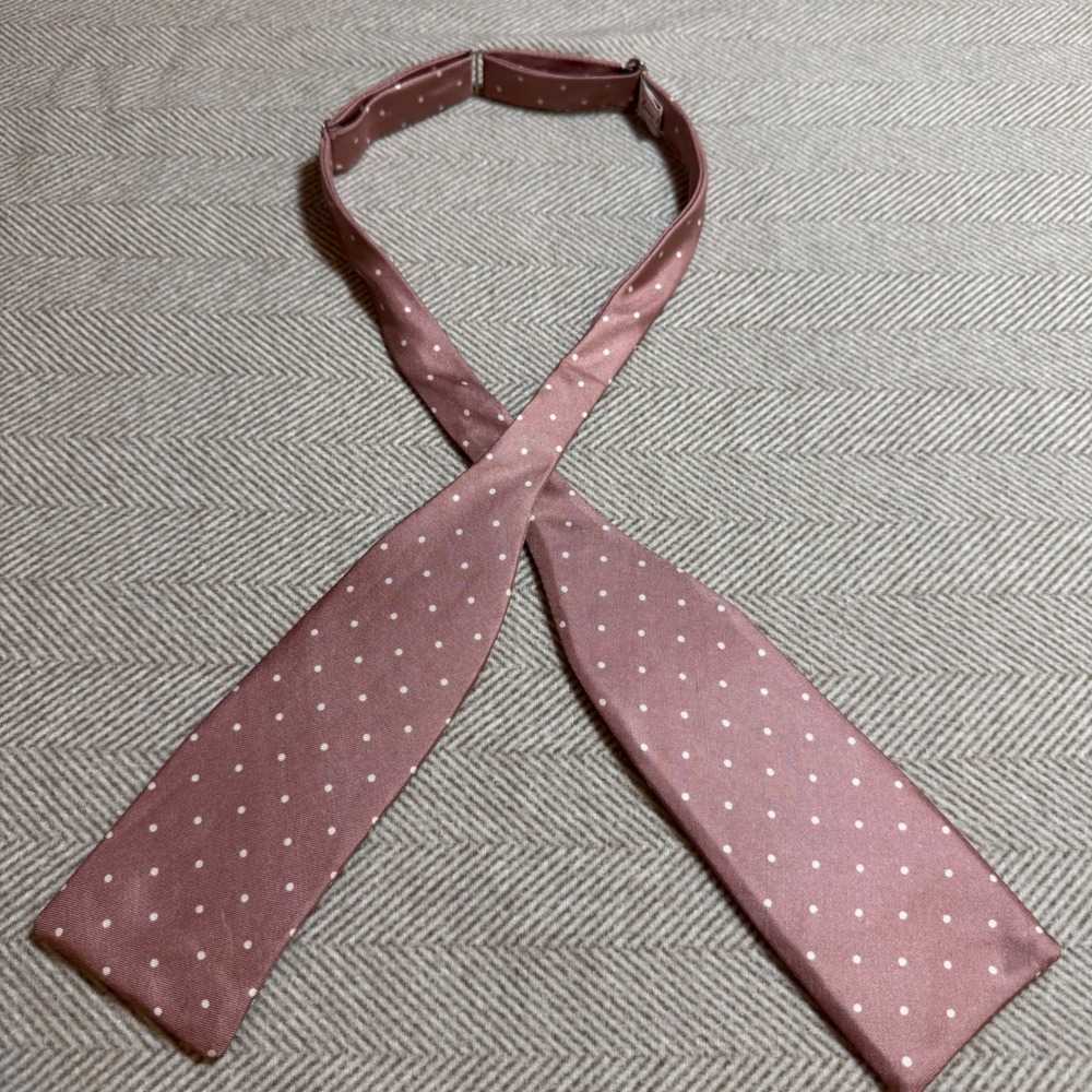 Vintage Lowe Original Crossover Tie Dusty Rose Polka Dot Formal Necktie